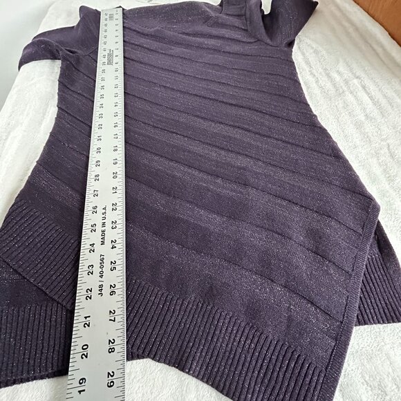 New York & Company Women Metallic Knit Tunic Sweater Small Purple Asymmetric NWT - Picture 8 of 8